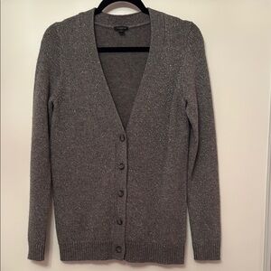 Ann Taylor Gray Sparkle Cardigan Sweater